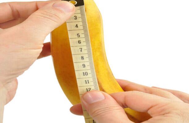 Vermessen eines Penis vor der Vergrößerung am Beispiel einer Banane